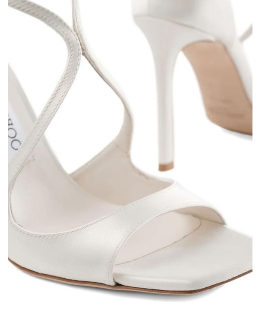 Jimmy Choo White 95Mm Azia T-Strap Sandals