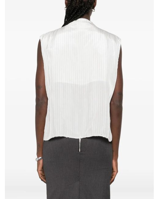FEDERICO CINA White Pinstripe Sleeveless Blouse