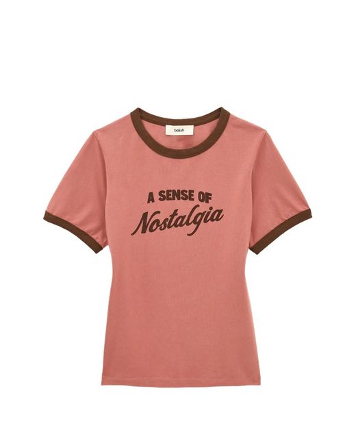 Ba&sh Pink Rosta Slogan-Print Ringer T-Shirt