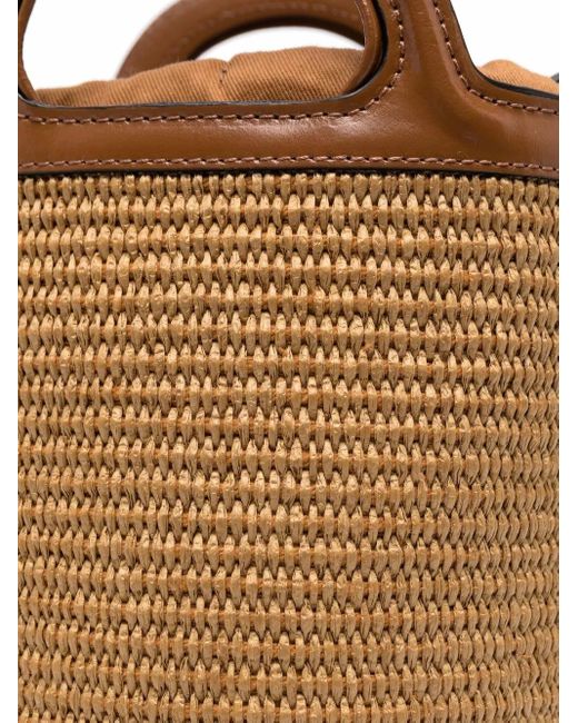 Marni Brown Bucket Bag With Embroidered Logo