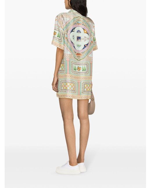 Casablancabrand White Le Labyrinthe Silk Shift Dress