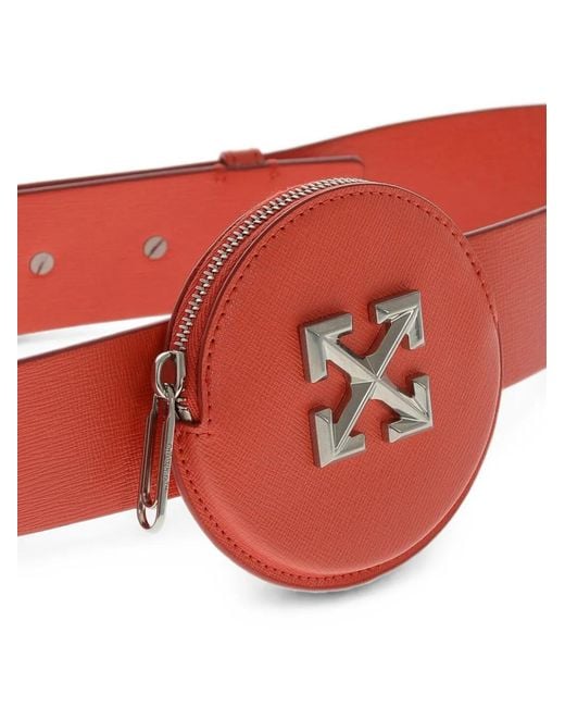Off-White c/o Virgil Abloh Red Leather Belt With Coin Pocket