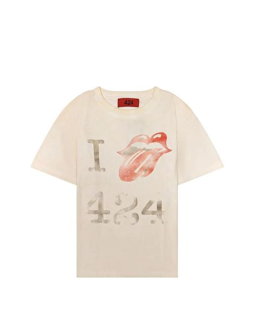 424 Pink Graphic-Print T-Shirt for men