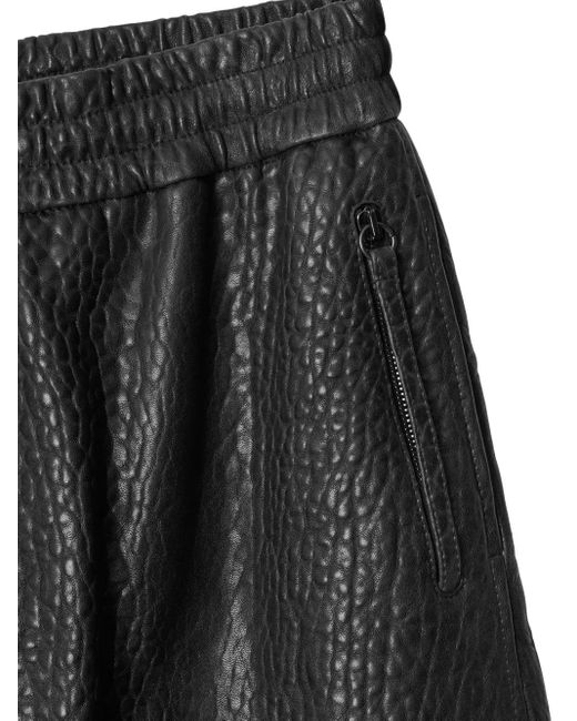 Burberry Gray Grained-Effect Leather Shorts for men