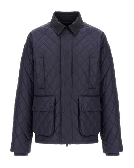 Herno Blue Quilted Diamond-Pattern Jacket for men