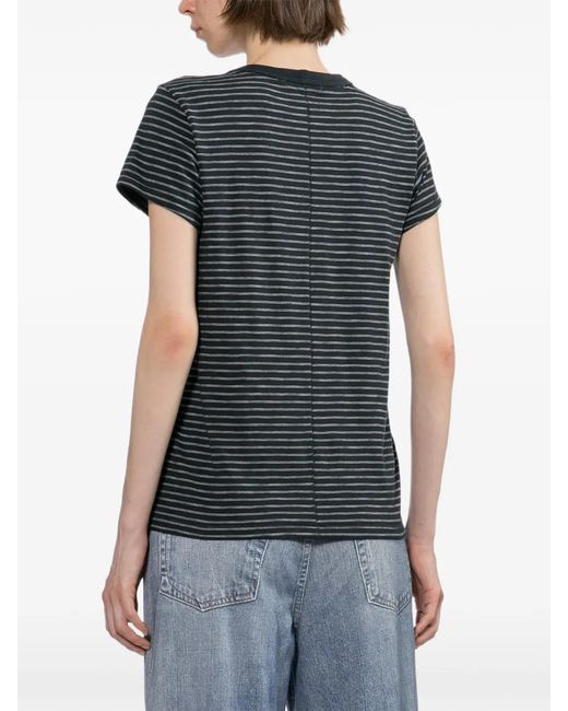 Rag & Bone Black T-Shirt The Slub À Rayures