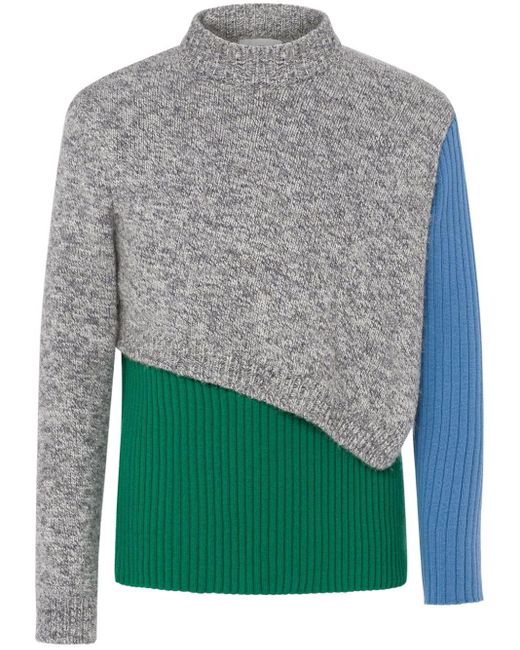 Moschino Green Layered Colour-block Jumper for men