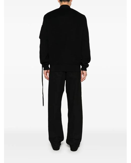 Ann Demeulemeester Black Dries Ribbed-Trim Zip-Up Bomber Jacket for men