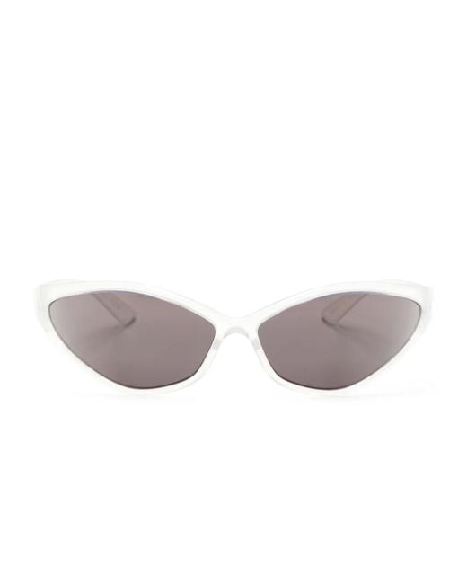 Balenciaga Gray 90S Oval Wrap-Around Sunglasses
