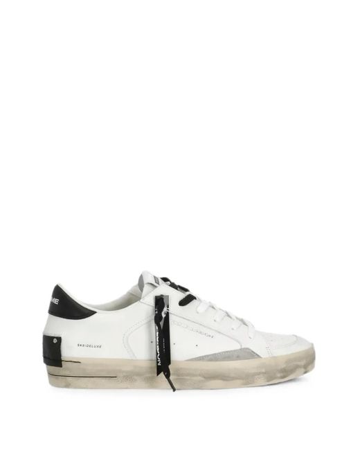 Crime London White Sk8 Deluxe Distressed-Effect Sneakers for men