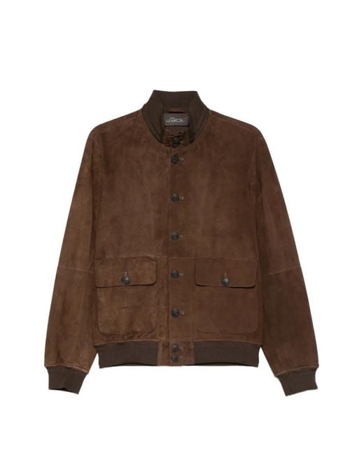 The Jackie Leathers Brown Button Pocket Jacket for men