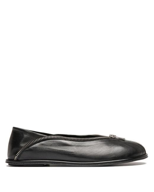 Officine Creative Black Zip-Detail Loafers