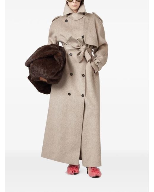 GIUSEPPE DI MORABITO Natural Double-Breasted Belted Coat