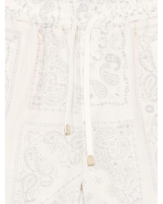 Eleventy White Patterned Deck Shorts for men