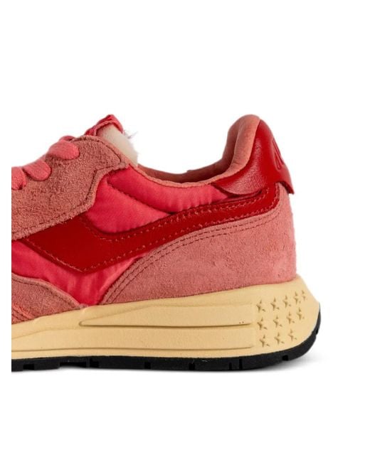 Autry Pink Suede-Mesh Sneakers