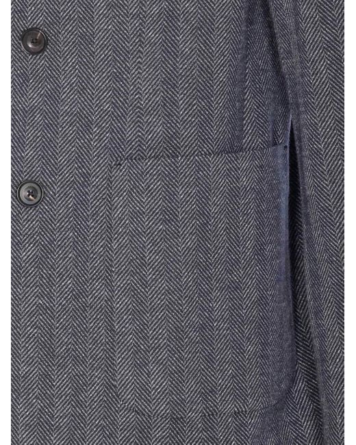 Circolo 1901 Gray Double-Breasted Chevron Jacket for men