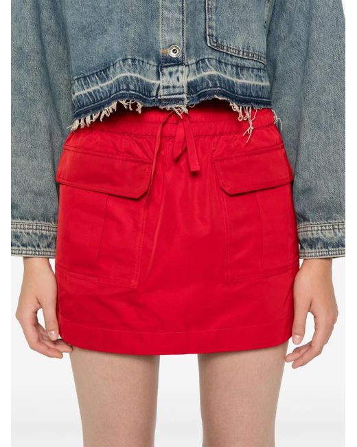 P.A.R.O.S.H. Red Elasticated-Waistband Skirt
