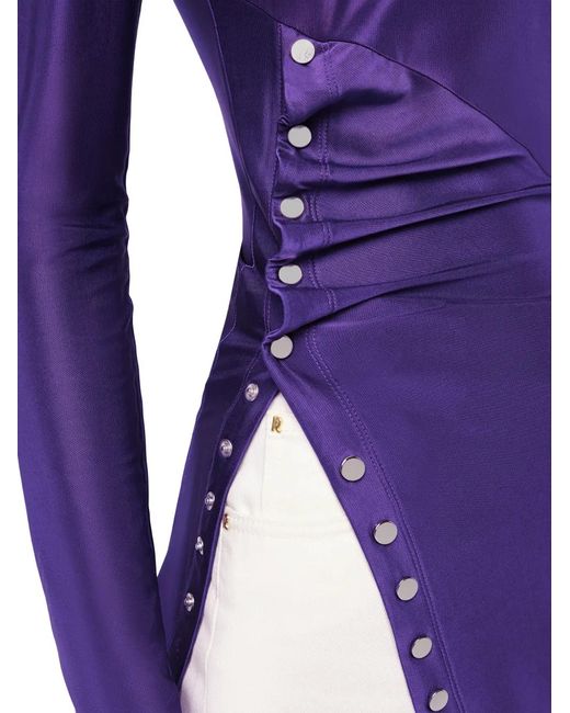 Rabanne Purple Draped Snap-Fastening Top