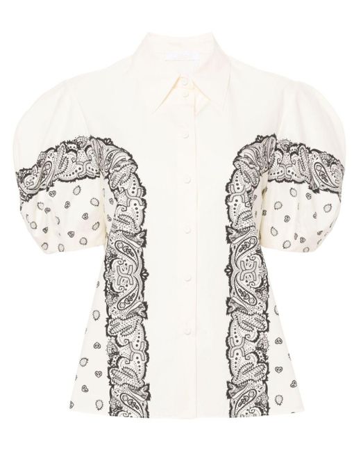 Chloé White Bluse mit Bandana-Print