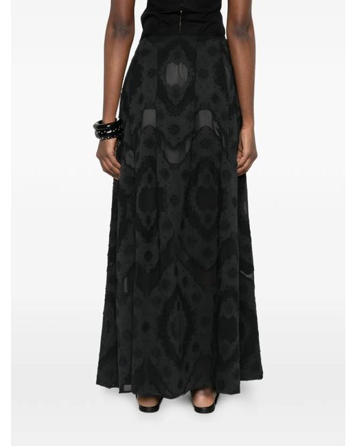 Agnona Black Jacquard Long A-Line Skirt