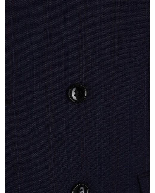 Junya Watanabe Blue Pinstriped Double-Breasted Jacket for men