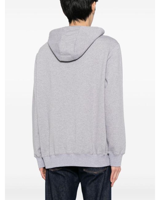Paul Smith Gray Logo-embroidered Organic Cotton Hoodie for men