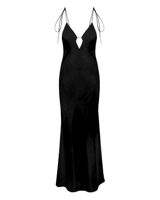 Anna October Black V-Neck Cut-Out Maxi Dress