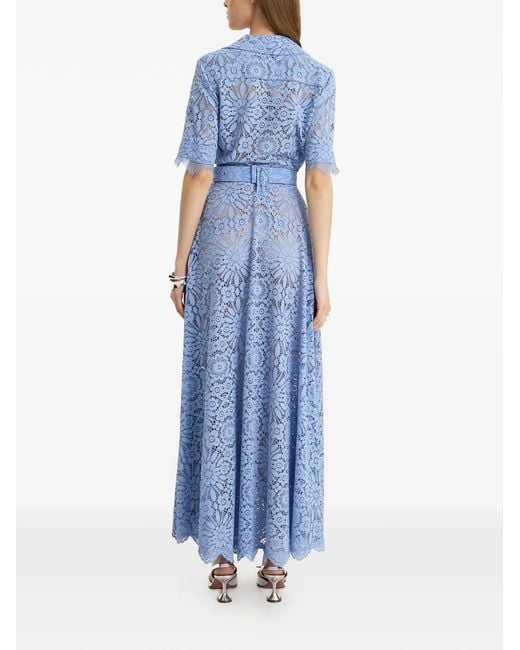 MOOS STUDIO Blue Reverie Lace Belted Maxi Dress