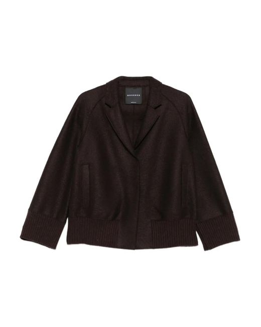 ROSSO35 Black Ribbed-Cuff Wool Jacket
