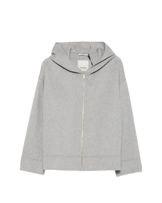 Max Mara Gray Hooded Zip-Up Jacket