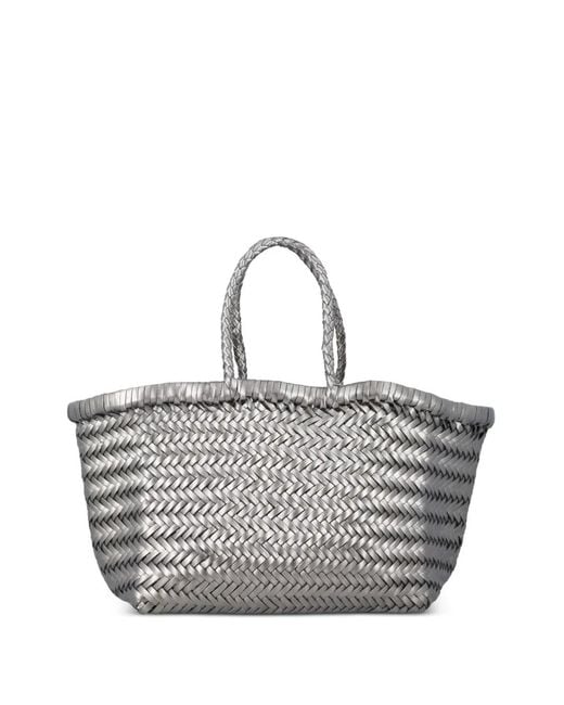 Dragon Diffusion Gray Small Triple Jump Leather Tote Bag