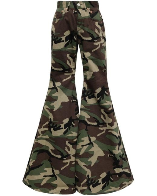 Pantalon évasé à imprimé camouflage Vetements en coloris Black