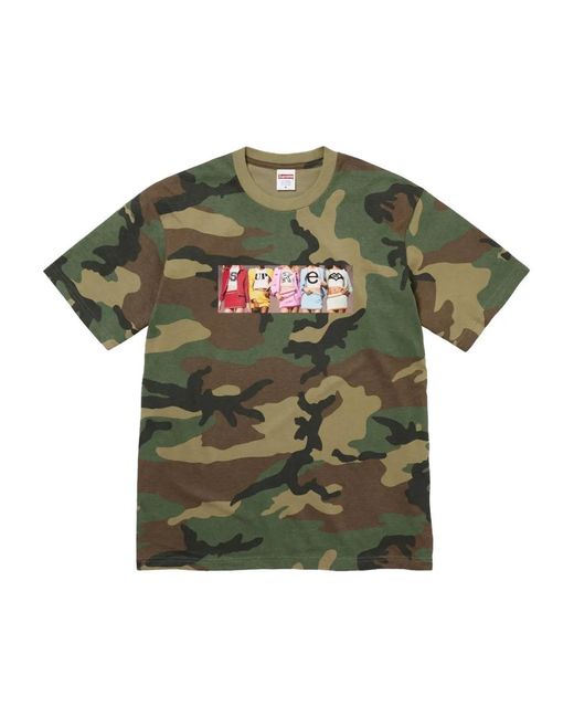 Supreme Green Camouflage-Pattern T-Shirt for men