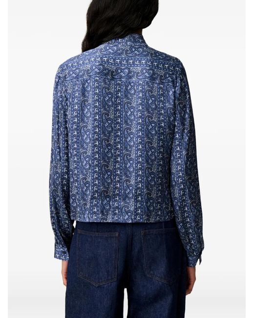 Claudie Pierlot Blue Chemise Imprimée À Col Lavallière