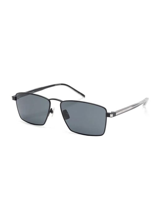 Saint Laurent Gray Rectangle-Frame Sunglasses
