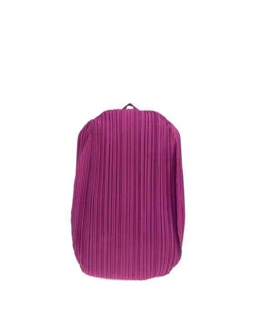 Pleats Please Issey Miyake Purple Pleated Oval Backpack
