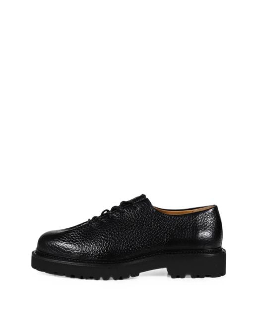 Jacques Soloviere Black Edouard Lug Bold Grained Leather Derby Shoes for men