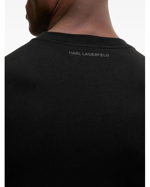 Karl Lagerfeld Black Graphic-Print T-Shirt for men