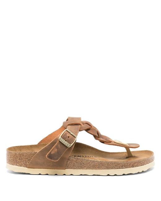 Birkenstock Brown Gizeh Braided Suede Slides