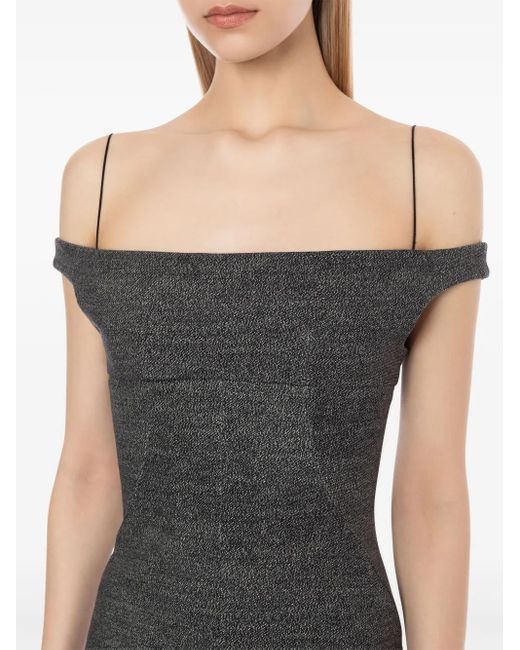 Philosophy Di Lorenzo Serafini Gray Off-Shoulder Midi Dress