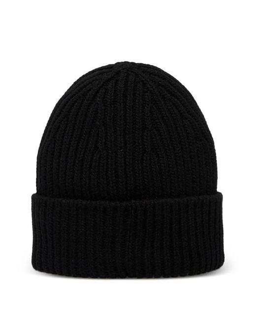 EA7 Black Logo-Patch Beanie Hat