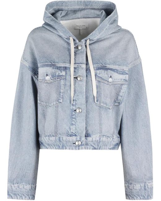 Rag & Bone Blue Hooded Denim Jacket