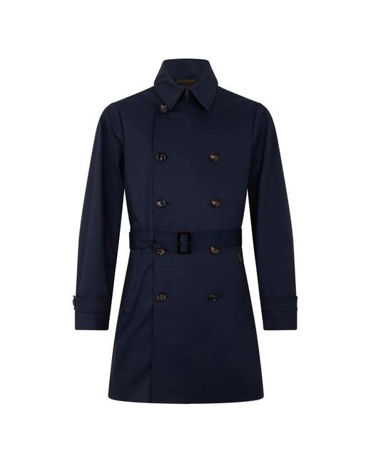 Moorer Blue Belted Trench Coat for men