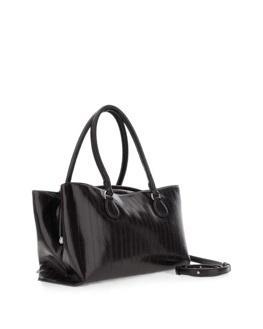 OSOI Black Shell Brot Lizard-Effect Leather Shoulder Bag