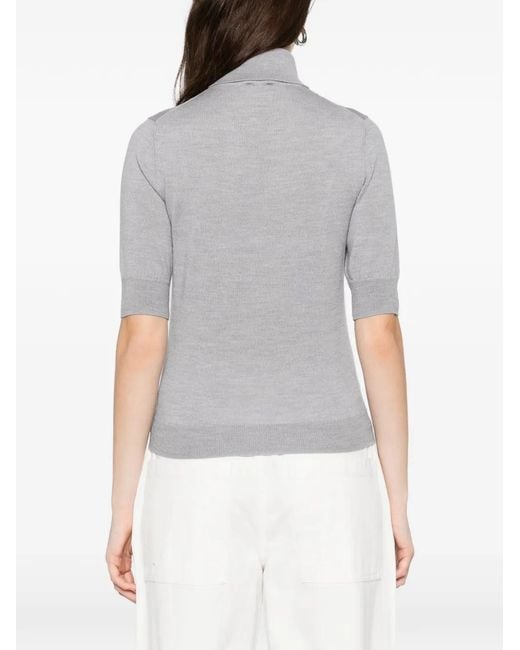 Herskind Gray Collared Knit T-Shirt