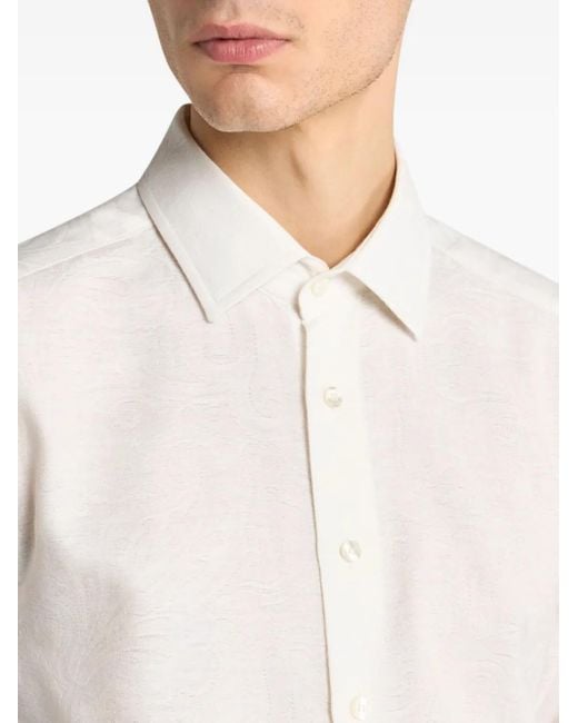 Etro White Paisley-Jacquard Cotton Shirt for men