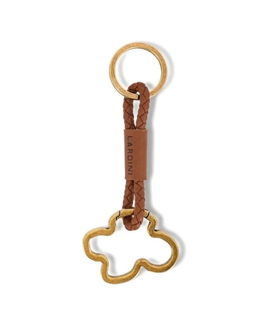 Lardini White Flower-Shaped Braided Key Ring for men