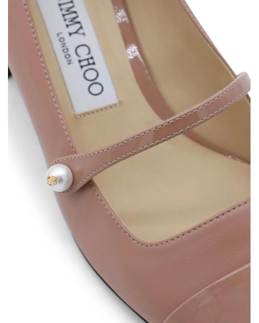 Jimmy Choo Brown Perlenverzierte Pumps mit Blockabsatz 45mm
