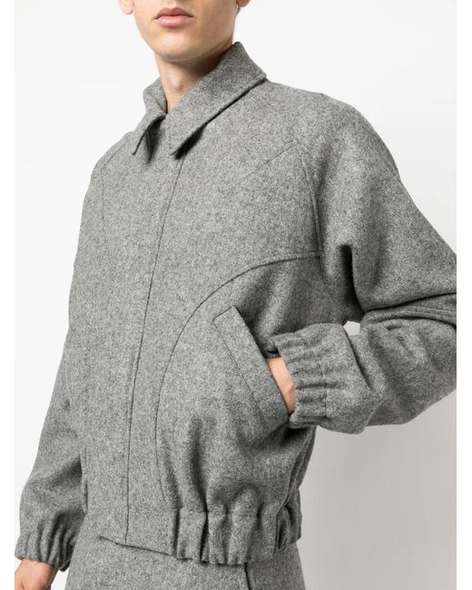 SAGE NATION Gray Ji Ji Panelled Zipped Bomber Jacket for men