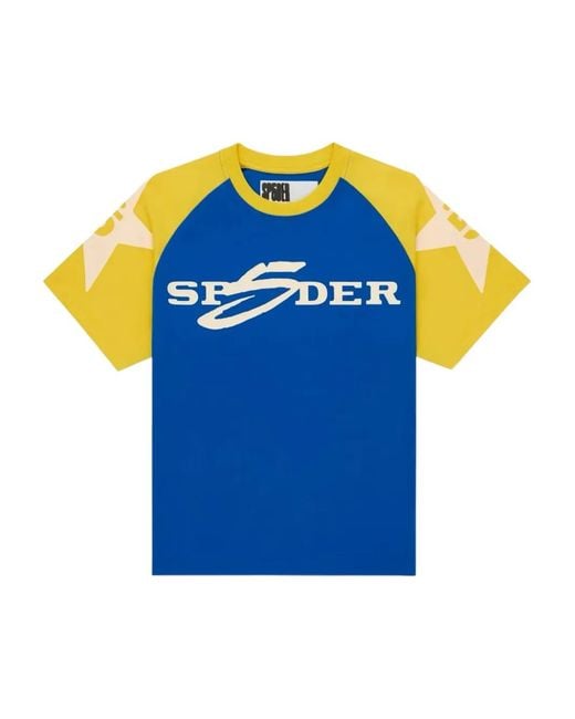 Sp5der Blue Star-Motif T-Shirt for men